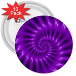 Glossy Bright Purple Fractal Spiral  3  Button (10 pack)