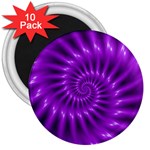 Glossy Bright Purple Fractal Spiral  3  Magnet (10 pack)