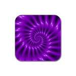 Glossy Bright Purple Fractal Spiral  Rubber Square Coaster (4 pack)