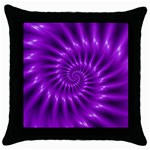 Glossy Bright Purple Fractal Spiral  Throw Pillow Case (Black)