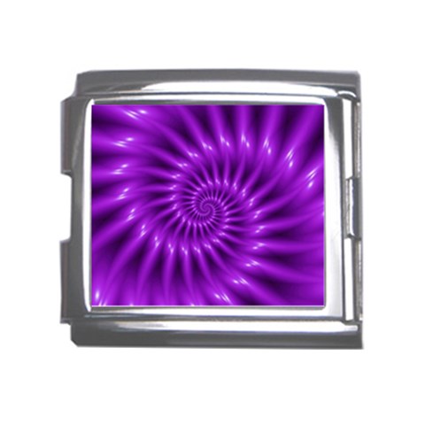 Glossy Bright Purple Fractal Spiral  Mega Link Italian Charm (18mm) from ArtsNow.com Front