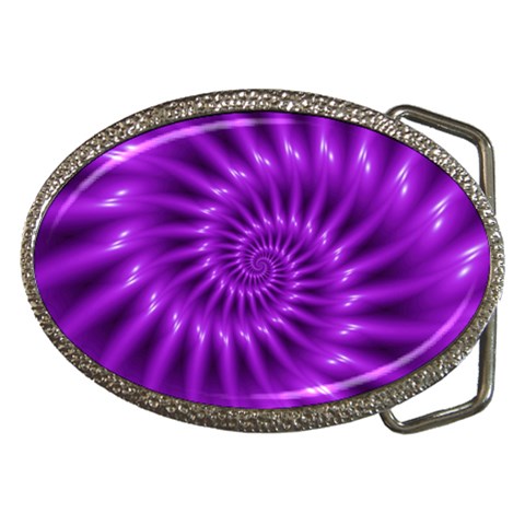 Glossy Bright Purple Fractal Spiral  Belt Buckle from ArtsNow.com Front