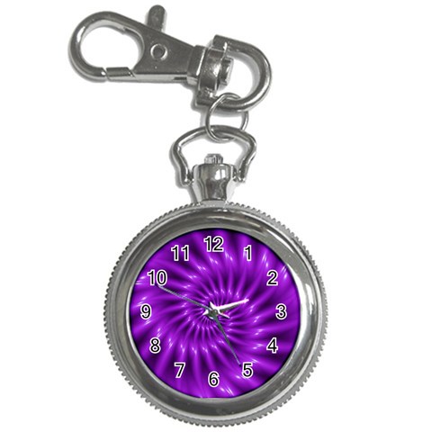 Glossy Bright Purple Fractal Spiral  Key Chain Watch from ArtsNow.com Front