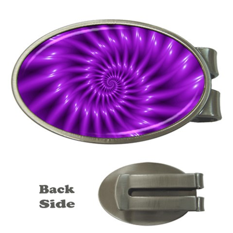 Glossy Bright Purple Fractal Spiral  Money Clip (Oval) from ArtsNow.com Front