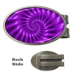 Glossy Bright Purple Fractal Spiral  Money Clip (Oval)