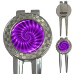 Glossy Bright Purple Fractal Spiral  3-in-1 Golf Divot