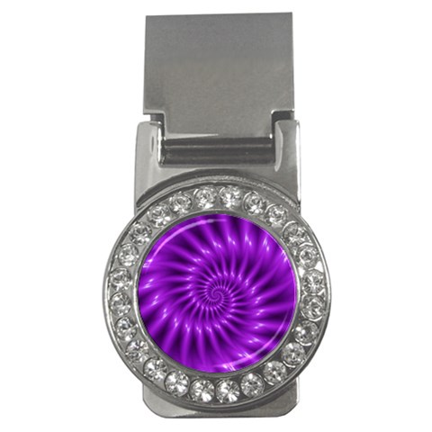 Glossy Bright Purple Fractal Spiral  Money Clip (CZ) from ArtsNow.com Front