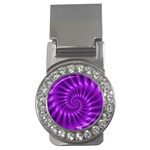 Glossy Bright Purple Fractal Spiral  Money Clip (CZ)