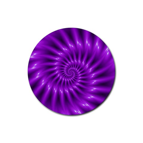 Glossy Bright Purple Fractal Spiral  Rubber Coaster (Round) from ArtsNow.com Front