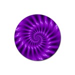 Glossy Bright Purple Fractal Spiral  Rubber Coaster (Round)