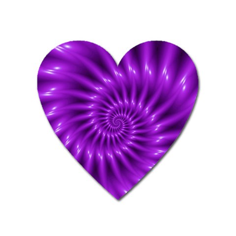 Glossy Bright Purple Fractal Spiral  Magnet (Heart) from ArtsNow.com Front