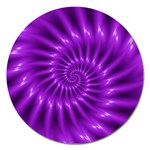 Glossy Bright Purple Fractal Spiral  Magnet 5  (Round)