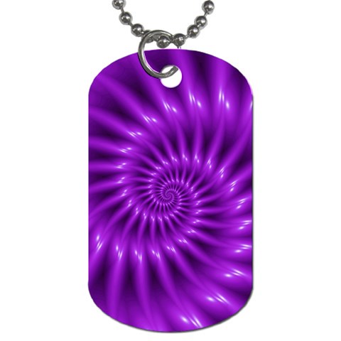 Glossy Bright Purple Fractal Spiral  Dog Tag (One Side) from ArtsNow.com Front