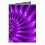 Glossy Bright Purple Fractal Spiral  Greeting Card