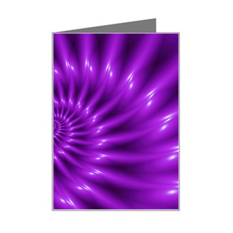 Glossy Bright Purple Fractal Spiral  Mini Greeting Card from ArtsNow.com Left