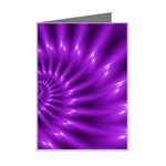 Glossy Bright Purple Fractal Spiral  Mini Greeting Card