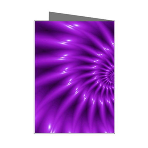 Glossy Bright Purple Fractal Spiral  Mini Greeting Card from ArtsNow.com Right