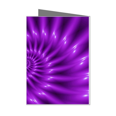 Glossy Bright Purple Fractal Spiral  Mini Greeting Cards (Pkg of 8) from ArtsNow.com Left