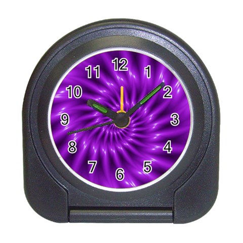 Glossy Bright Purple Fractal Spiral  Travel Alarm Clock from ArtsNow.com Front