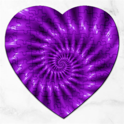 Glossy Bright Purple Fractal Spiral  Jigsaw Puzzle (Heart) from ArtsNow.com Front