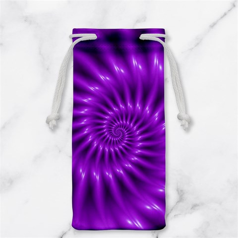 Glossy Bright Purple Fractal Spiral  Jewelry Bag from ArtsNow.com Back