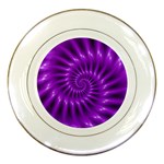 Glossy Bright Purple Fractal Spiral  Porcelain Plate