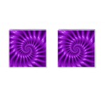 Glossy Bright Purple Fractal Spiral  Cufflinks (Square)