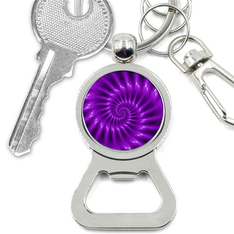 Glossy Bright Purple Fractal Spiral  Bottle Opener Key Chain from ArtsNow.com Front