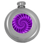 Glossy Bright Purple Fractal Spiral  Hip Flask (5 oz)