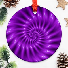 Glossy Bright Purple Fractal Spiral  Round Ornament (Two Sides) from ArtsNow.com Front