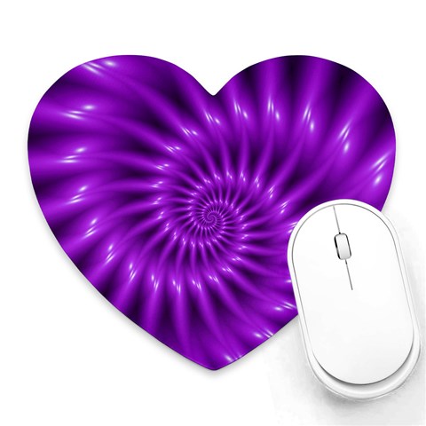 Glossy Bright Purple Fractal Spiral  Heart Mousepad from ArtsNow.com Front