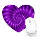 Glossy Bright Purple Fractal Spiral  Heart Mousepad