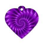 Glossy Bright Purple Fractal Spiral  Dog Tag Heart (One Side)