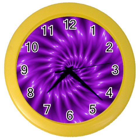 Glossy Bright Purple Fractal Spiral  Color Wall Clock from ArtsNow.com Front