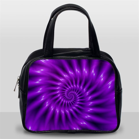 Glossy Bright Purple Fractal Spiral  Classic Handbag (One Side) from ArtsNow.com Front