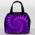 Glossy Bright Purple Fractal Spiral  Classic Handbag (Two Sides)