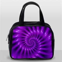 Glossy Bright Purple Fractal Spiral  Classic Handbag (Two Sides) from ArtsNow.com Back