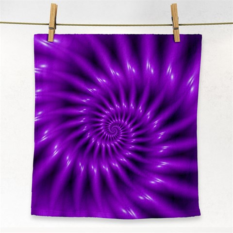 Glossy Bright Purple Fractal Spiral  Face Towel from ArtsNow.com Front