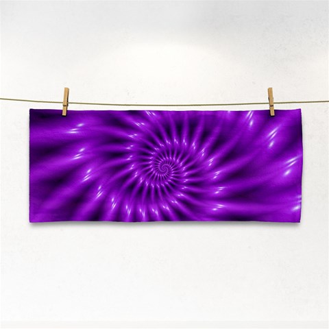 Glossy Bright Purple Fractal Spiral  Hand Towel from ArtsNow.com Front