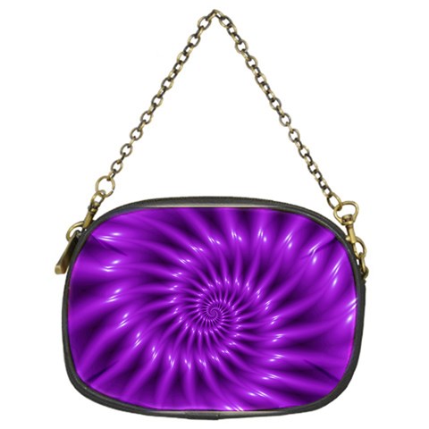 Glossy Bright Purple Fractal Spiral  Chain Purse (One Side) from ArtsNow.com Front