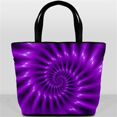 Glossy Bright Purple Fractal Spiral  Bucket Bag from ArtsNow.com Front