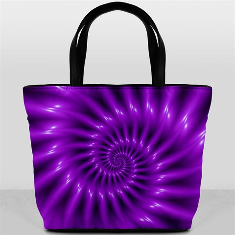 Glossy Bright Purple Fractal Spiral  Bucket Bag from ArtsNow.com Back