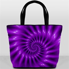 Glossy Bright Purple Fractal Spiral  Bucket Bag from ArtsNow.com Back