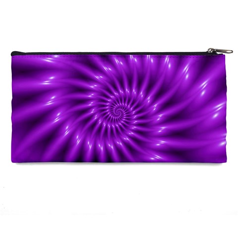 Glossy Bright Purple Fractal Spiral  Pencil Case from ArtsNow.com Back