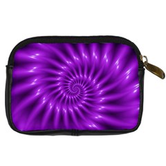 Glossy Bright Purple Fractal Spiral  Digital Camera Leather Case from ArtsNow.com Back