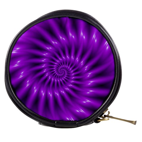 Glossy Bright Purple Fractal Spiral  Mini Makeup Bag from ArtsNow.com Front