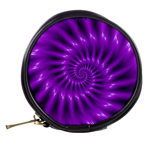 Glossy Bright Purple Fractal Spiral  Mini Makeup Bag from ArtsNow.com Back