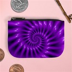 Glossy Bright Purple Fractal Spiral  Mini Coin Purse