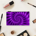 Glossy Bright Purple Fractal Spiral  Cosmetic Bag (Small)