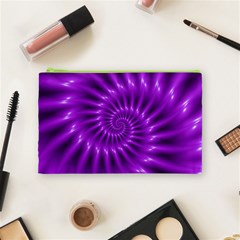 Glossy Bright Purple Fractal Spiral  Cosmetic Bag (Medium) from ArtsNow.com Front